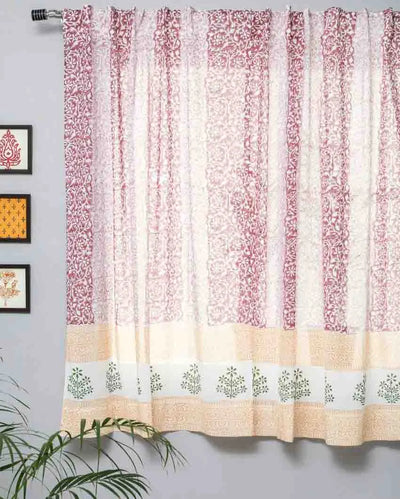 Heavenly Homeland Hand Block Printed Window Curtain | 5 X 4 Ft