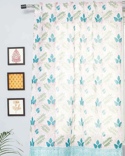 Glow Of Garden Hand Block Printed Window Curtain | 5 X 4 Ft