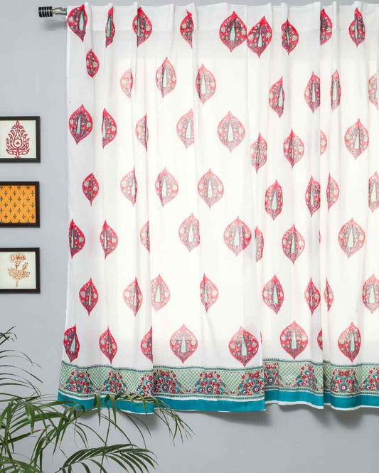 Persian Palm Hand Block Printed Window Curtain | 5 X 4 Ft