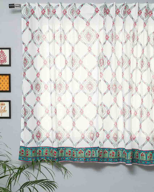 First Impression Hand Block Printed Window Curtain | 5 X 4 Ft