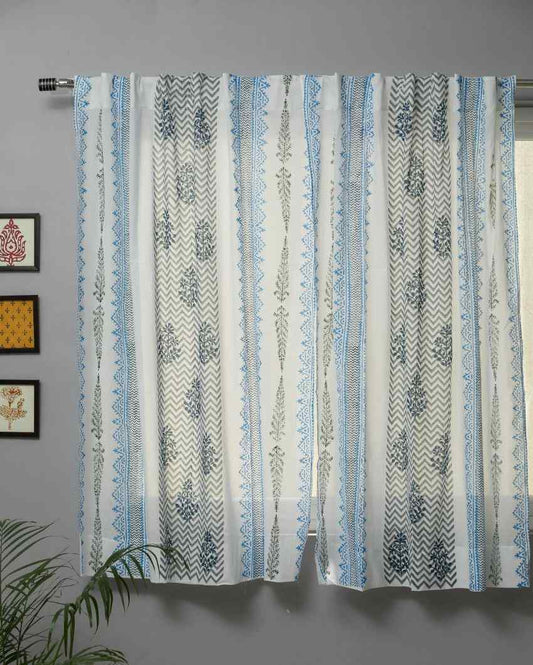 Bering Hand Block Printed Window Curtain | 5 X 4 Ft