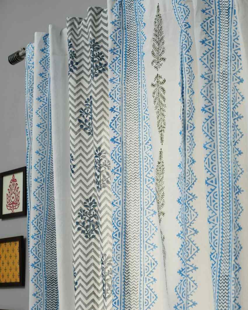 Bering Hand Block Printed Window Curtain | 5 X 4 Ft