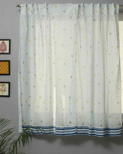 Diamond Dot Hand Block Printed Window Curtain | 5 X 4 Ft