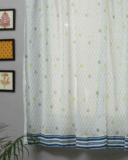 Diamond Dot Hand Block Printed Window Curtain | 5 X 4 Ft