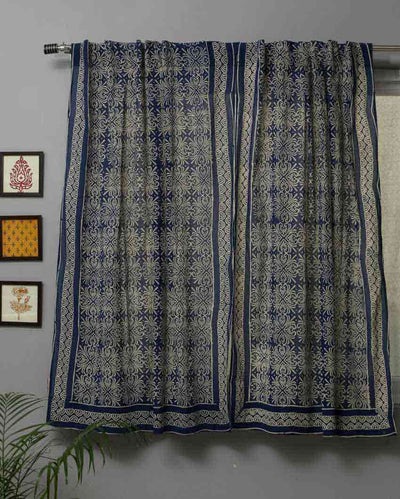 Iris Hand Block Printed Window Curtain | 5 X 4 Ft