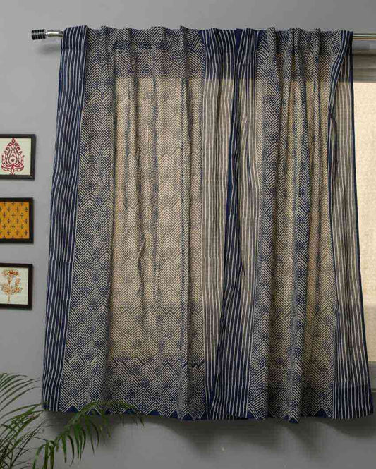 Aster Hand Block Printed Window Curtain | 5 X 4 Ft