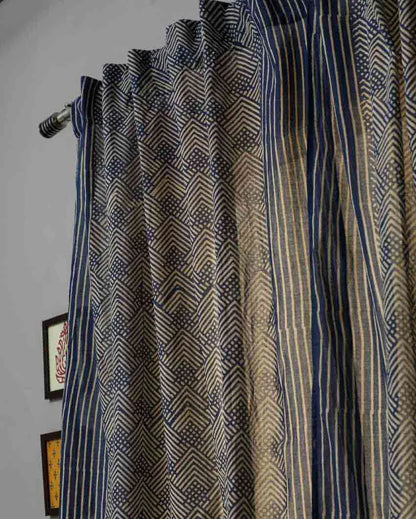 Aster Hand Block Printed Window Curtain | 5 X 4 Ft