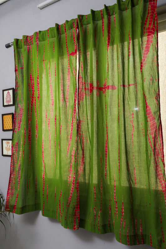 Hardy Mum Hand Block Printed Window Curtain | 7 ft x 3.6 ft