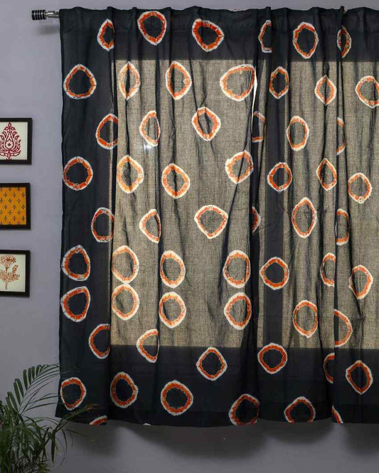 Crown Multicolor Hand Block Printed Window Curtain | 5 X 4 Ft