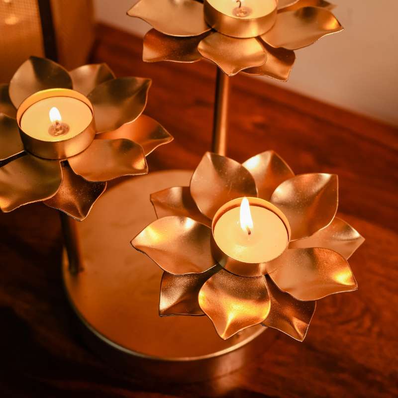 Gold Floral Candle Tealight Holder Default Title