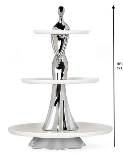 Elegant Silver & White 3-Tier Pastries and Dessert Metal Stand | 5 x 13 inches