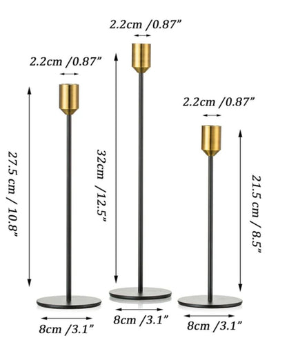 Modern Metal Candle Stick Holders | Set of 3