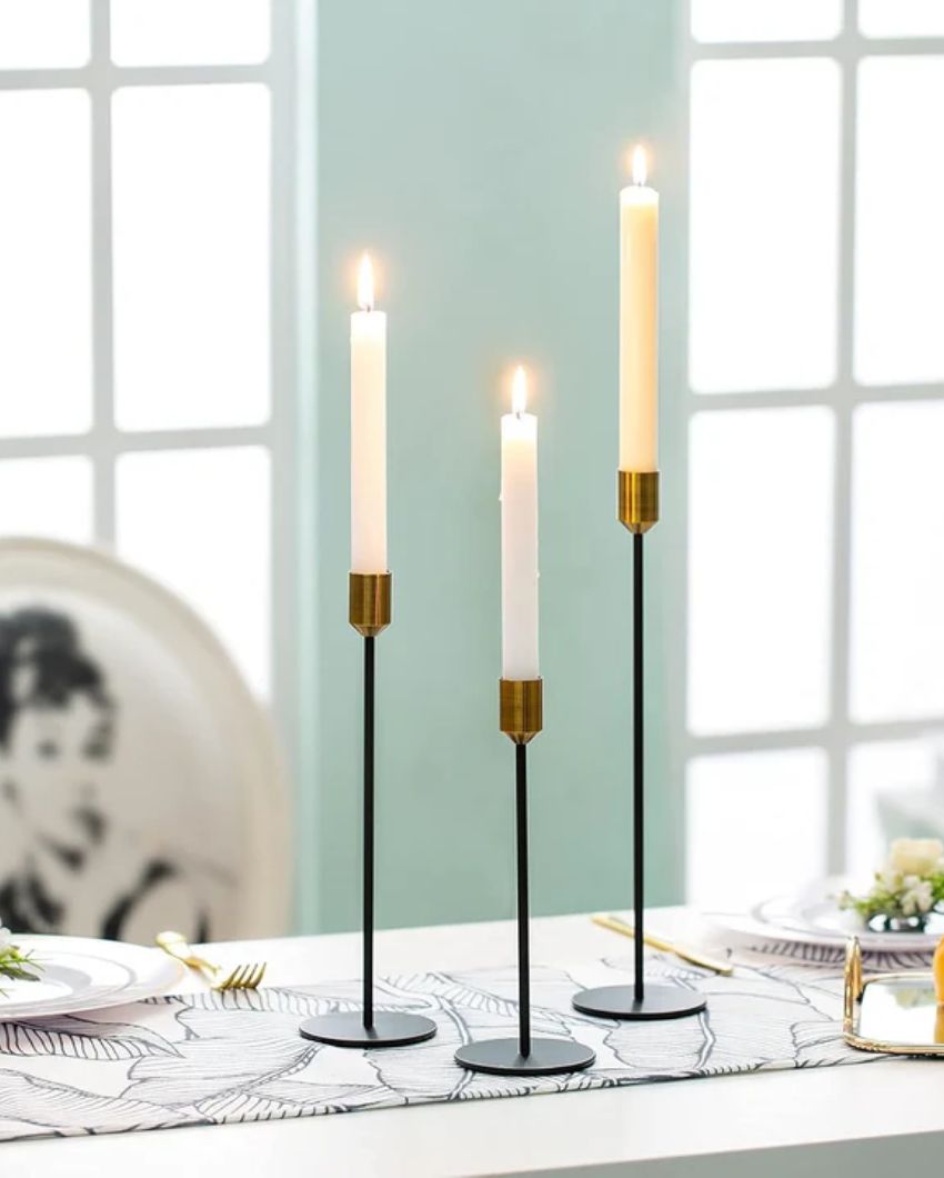 Modern Metal Candle Stick Holders | Set of 3