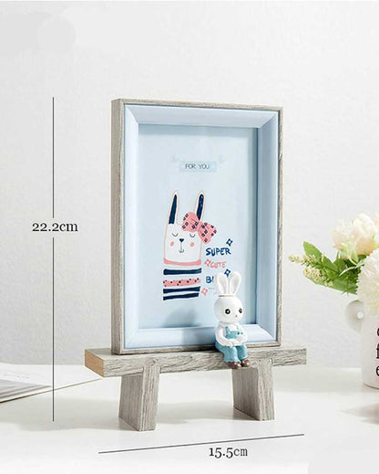 Blue Bunny Wooden Photo Frame With Rabbit