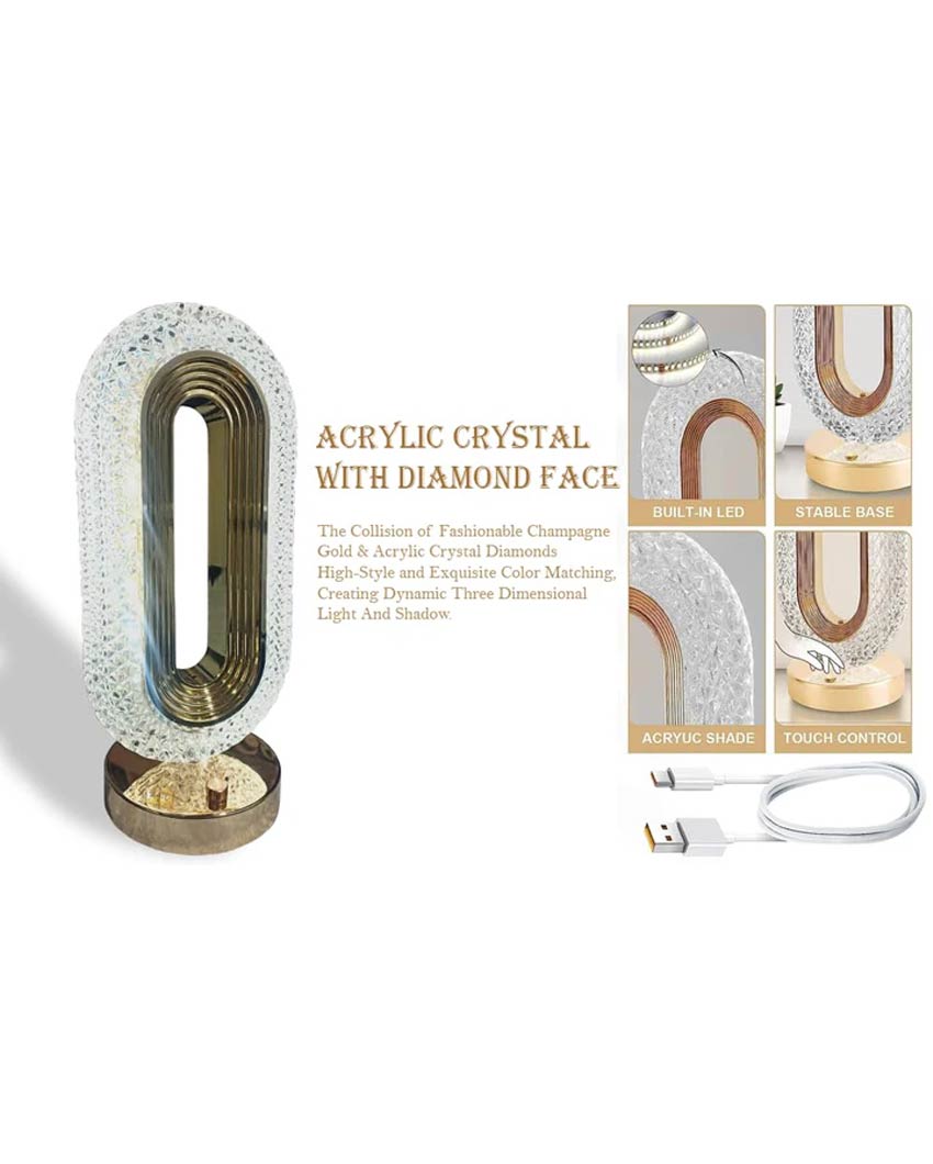 Premium Crystal Touch Control Table Lamp | 4 x 10 inches