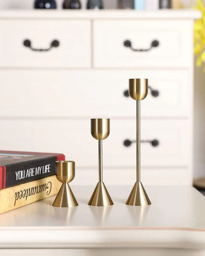 Stylish Metal Candle Stick Holders | Set of 3