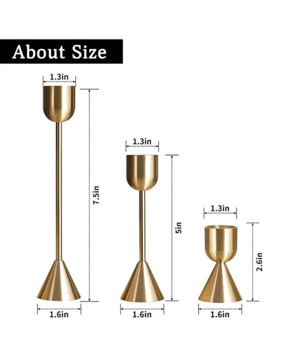 Stylish Metal Candle Stick Holders | Set of 3