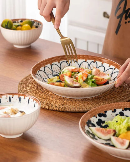 Porcelain Serving Bowls With Plate & Chopsticks Set