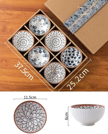 Unique Porcelain Serving Bowls | Set of 6 | 5 x 3 inches