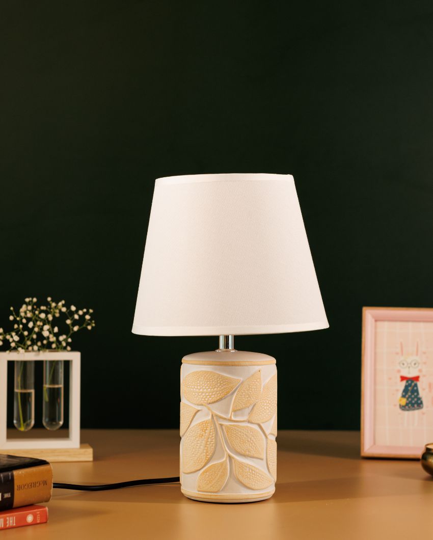 Luxury Leafy Print Ceramic Table Lamp | 8 x 13 inches