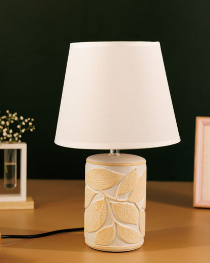 Luxury Leafy Print Ceramic Table Lamp | 8 x 13 inches