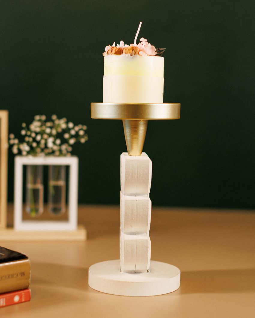 Nordic Style Resin Pillar Candle Holder | 5 x 4 x 9 inches