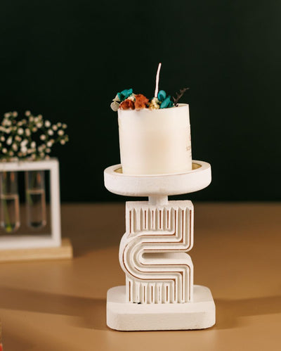 Modern Resin Pillar Candle Holder | 5 x 4 x 7 inches