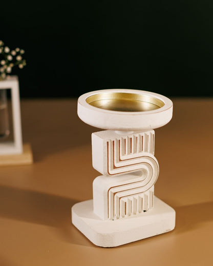 Modern Resin Pillar Candle Holder | 5 x 4 x 7 inches