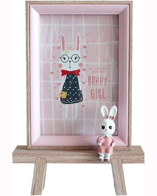 Pink Bunny Wooden Photo Frame With Rabbit