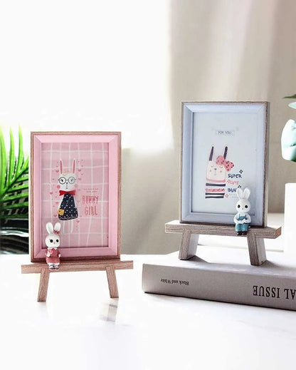 Pink Bunny Wooden Photo Frame With Rabbit