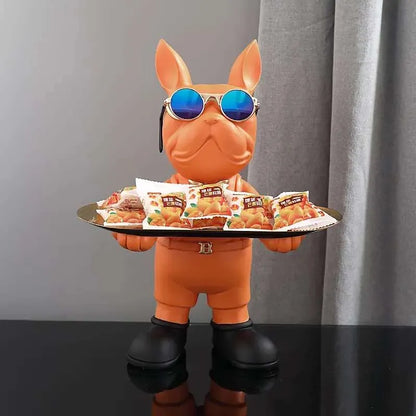 Unique Resin Dog With Tray Table Decor Orange