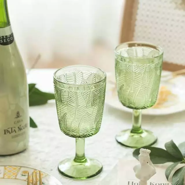 Vintage Leaf Embossed Wine & Champagne Glasses | 350ml | Set Of 2