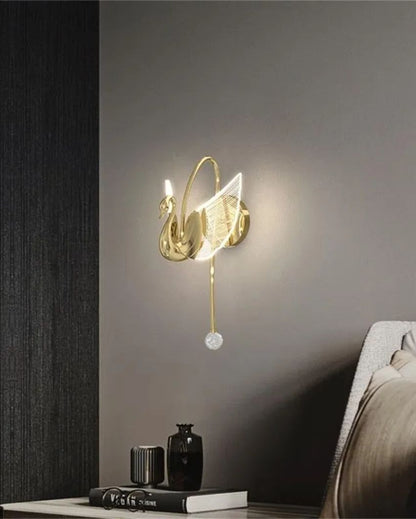 Swan Gold Design Indoor Metal & Acrylic Wall Light