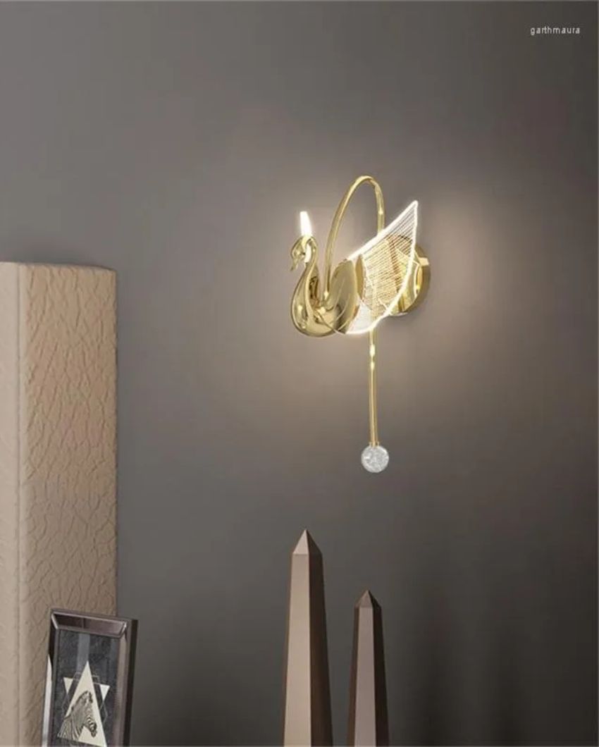 Swan Gold Design Indoor Metal & Acrylic Wall Light