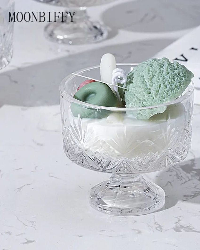 Aroma Ice Cream Candle In Glass Jar Green Scoop