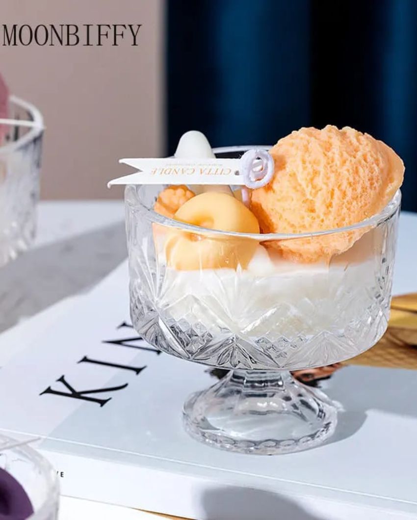 Aroma Ice Cream Candle In Glass Jar Orange Scoop