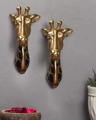 Golden Metal Wall Decor 3D Giraffe | Set Of 2