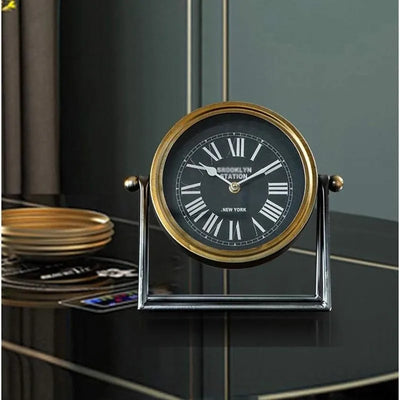 Retro Small Table Clock Home Iron Art Desktop Clock