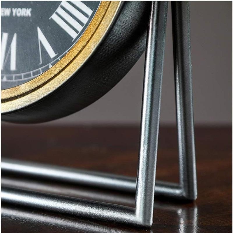Retro Small Table Clock Home Iron Art Desktop Clock