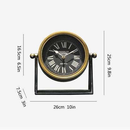 Retro Small Table Clock Home Iron Art Desktop Clock