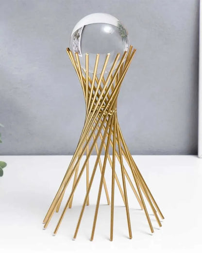 Decorative Crystal Nordic Luxury Golden Metal Stand 11 Inches