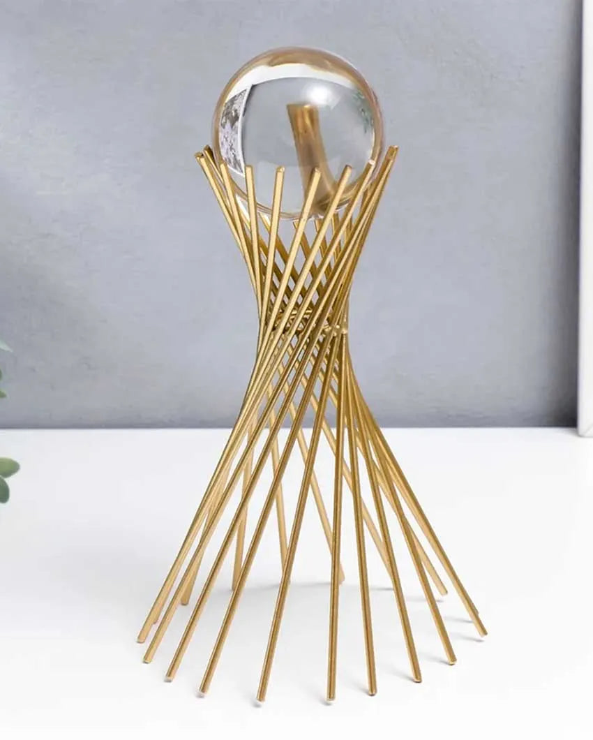 Decorative Crystal Nordic Luxury Golden Metal Stand 9 Inches