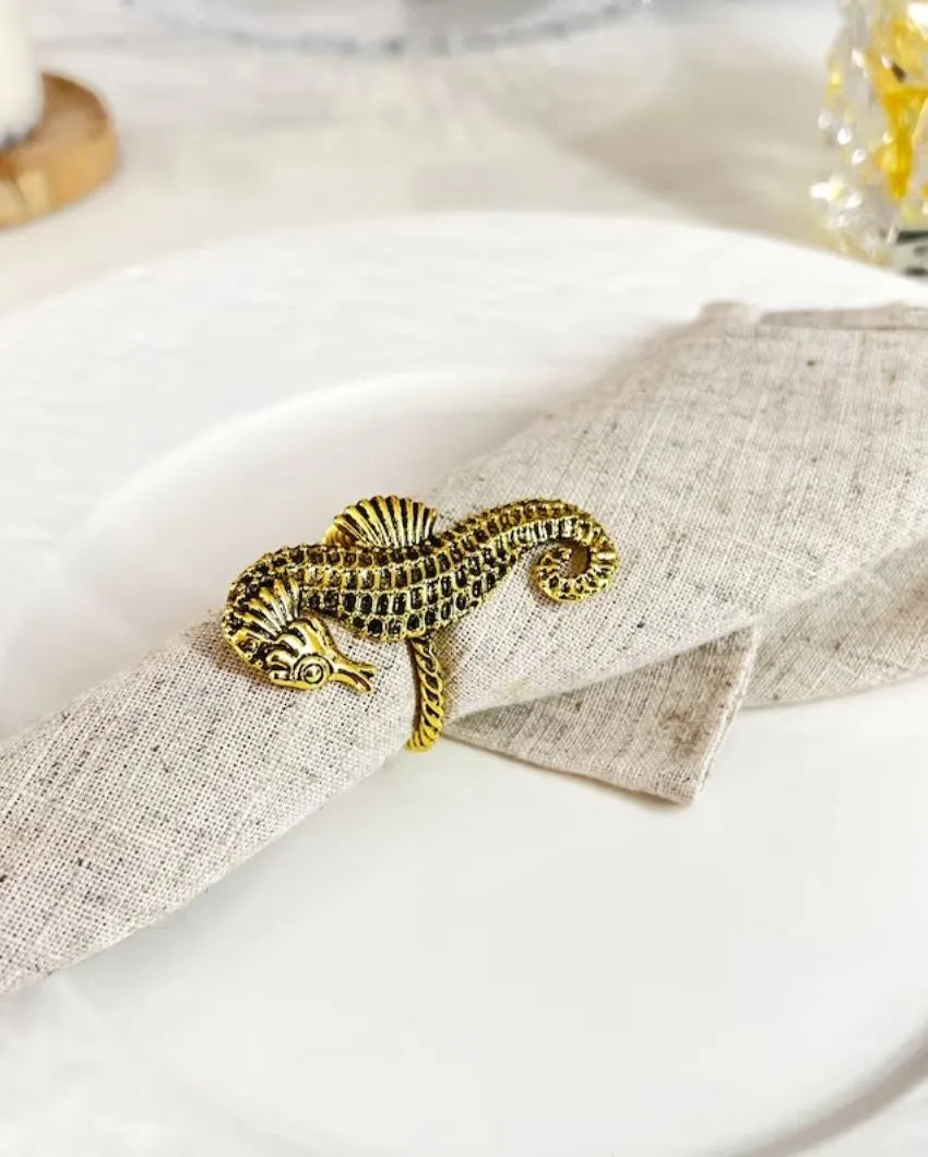 Beach Sea Life Gold Napkin Rings | Set Of 4