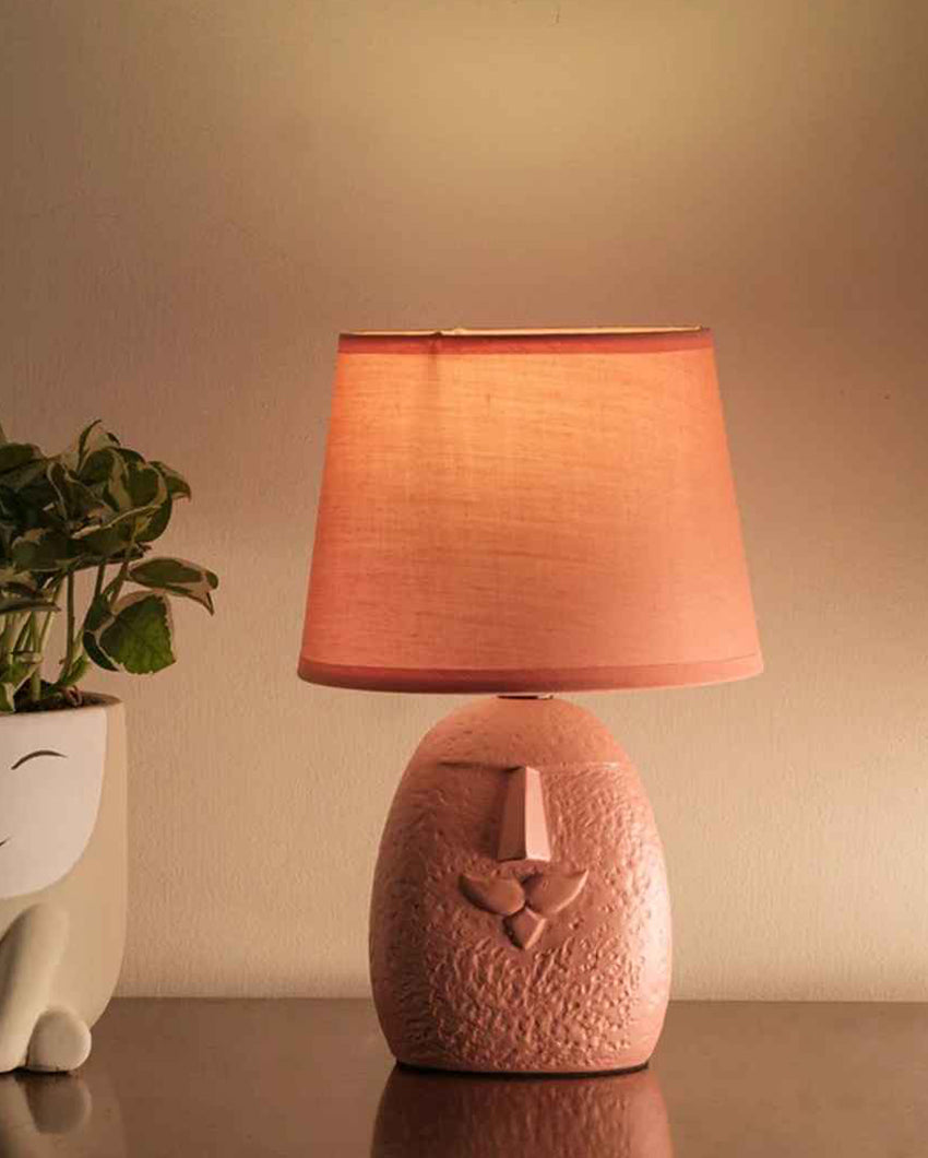 Rustic Terracotta Orange Moustache Table Lamp with Shade | 22 x 43 inches