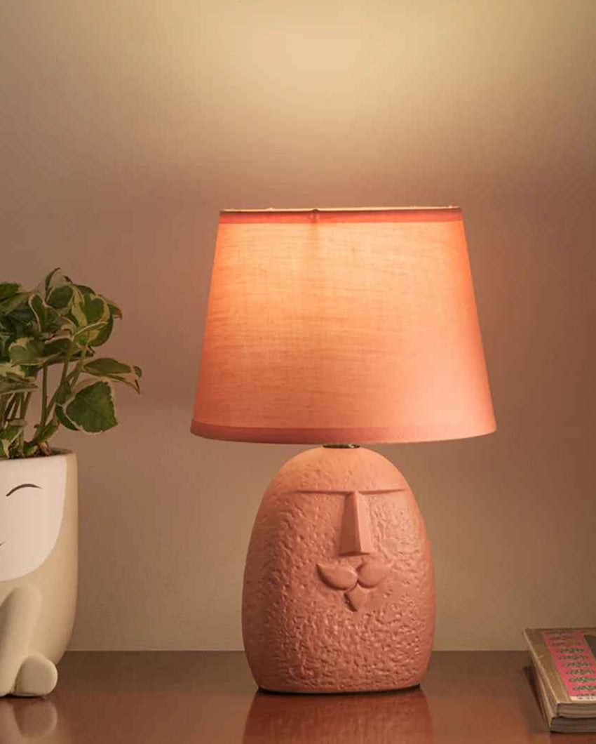 Rustic Terracotta Orange Moustache Table Lamp with Shade | 22 x 43 inches