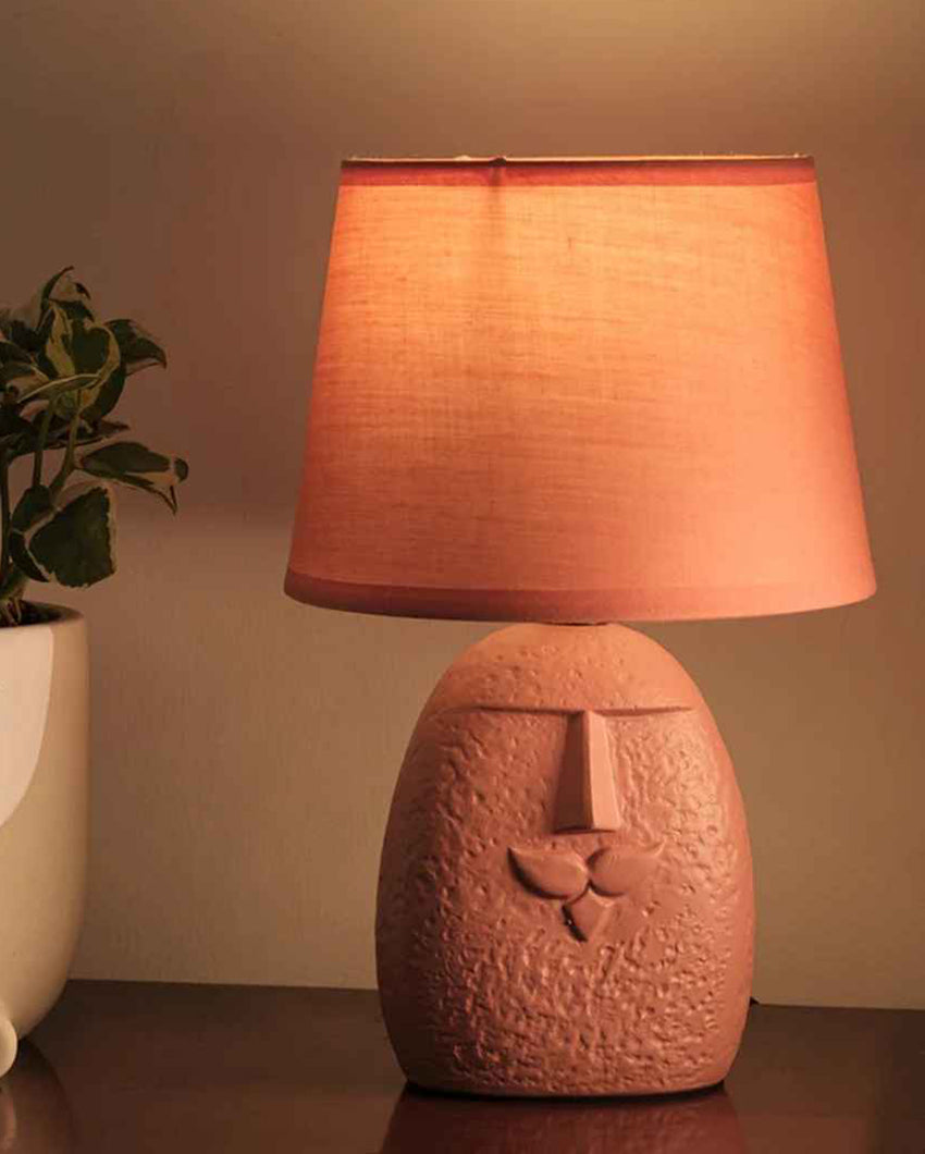 Rustic Terracotta Orange Moustache Table Lamp with Shade | 22 x 43 inches