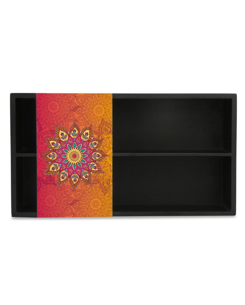 Elegant Mandala Design Black Cutlery Holder | 9 x 5 x 2 inches