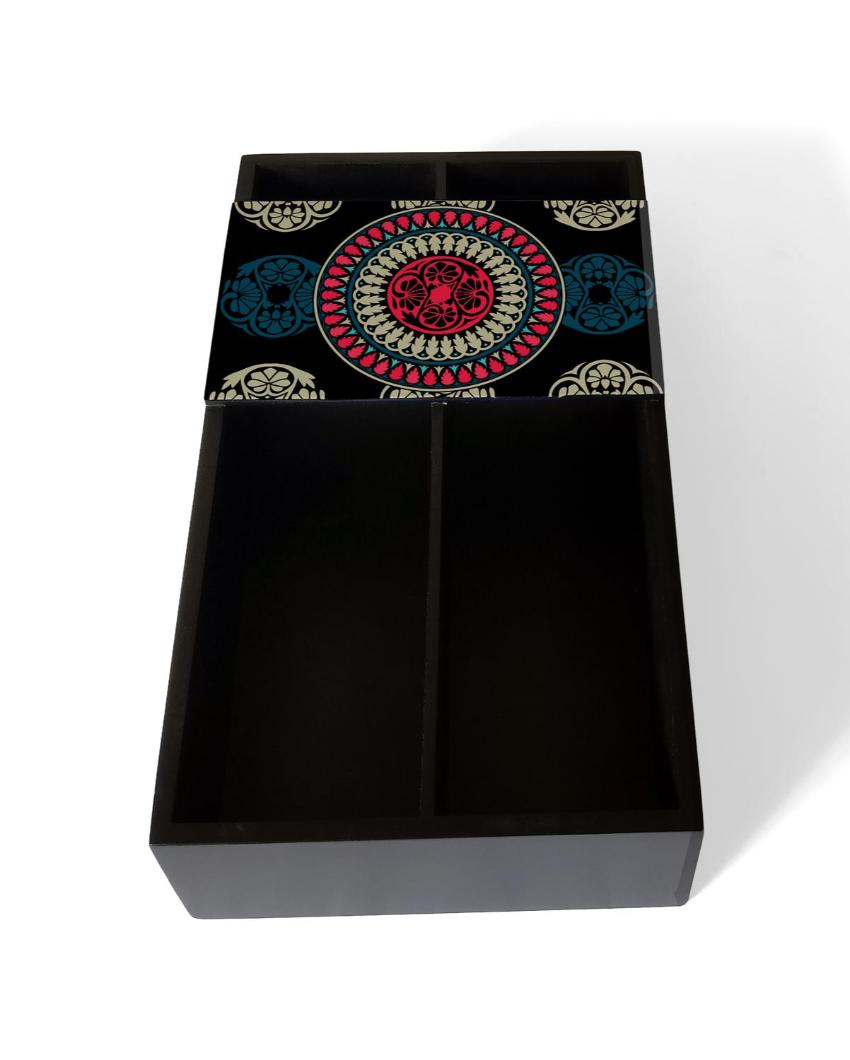 Timeless Mandala Design Black Cutlery Holder | 9 x 5 x 2 inches