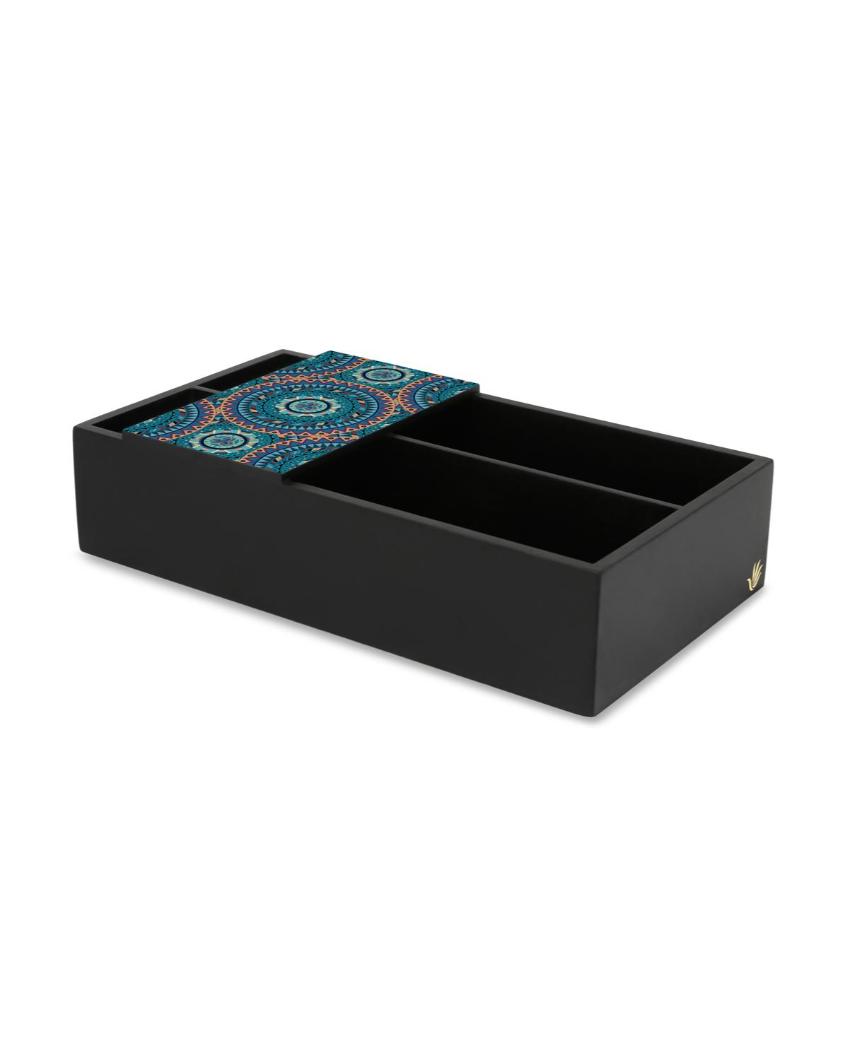 Sophisticated Mandala Design Black Cutlery Holder | 9 x 5 x 2 inches