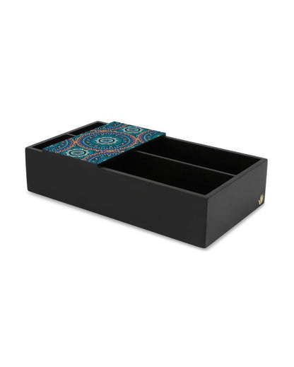 Sophisticated Mandala Design Black Cutlery Holder | 9 x 5 x 2 inches